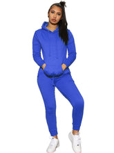 Zweiteiliges Set mit einfarbigem Kapuzenpullover und langen Hosen